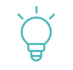 Graphic Icon of Working Light Bulb in Turquoise