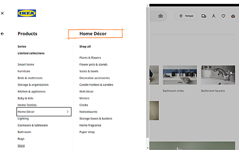 Ikea ecommerce category example