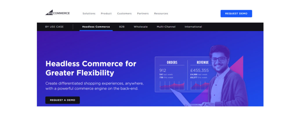 Screenshot of eCommerce Technology Website in Blue 