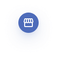 White Shop on Dark Blue Icon