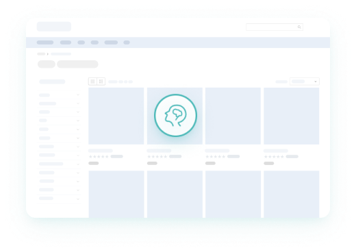 Webstore Template in Light Colors with Head with Brains Icon in Turquoise on It