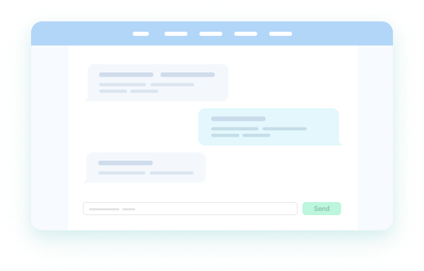 Customer Support Chat Graphic Scheme in White and Light Blue