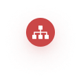 Red Round Icon with White Squares and Lines Scheme