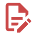 Dark Red Icon of a Paper Piece with Rounded Corner and a Pen