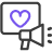 Loudspeaker and Rounded Rectangle with Violet Heart Inside
