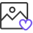 Sun and Mountains Schematic Image with Violet Heart Beside It